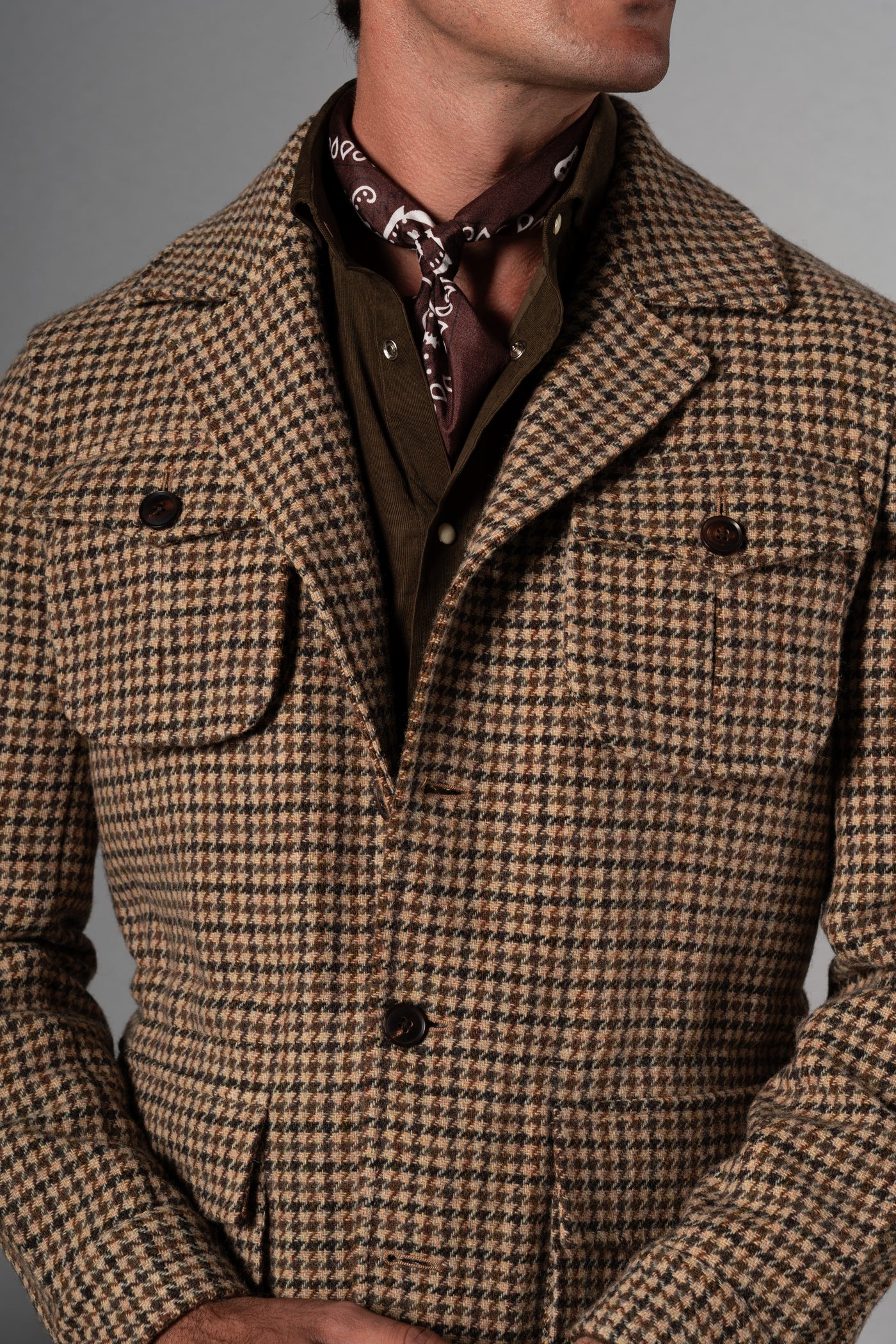 Houndstooth Beige Wool Saharana