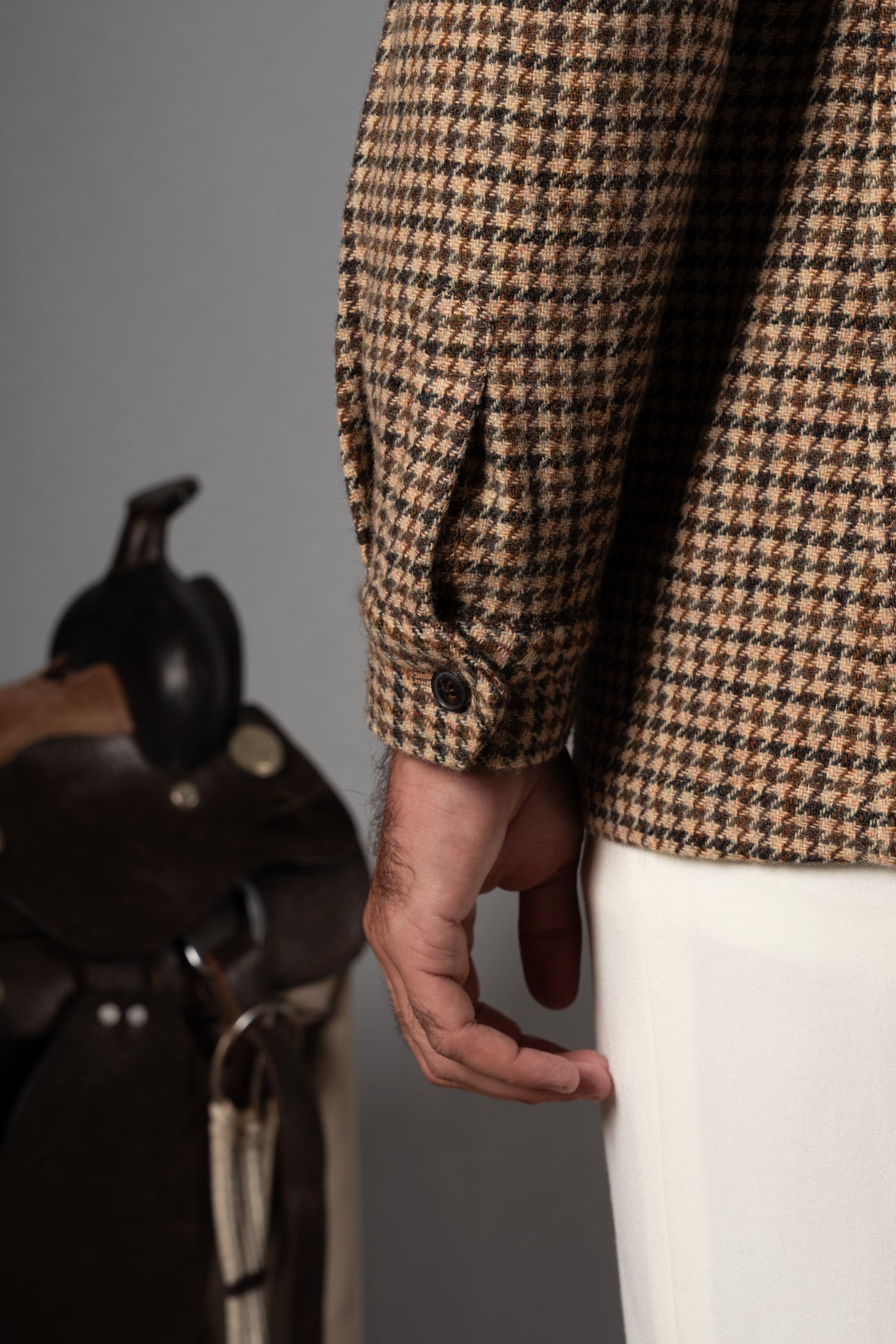 Houndstooth Beige Wool Saharana
