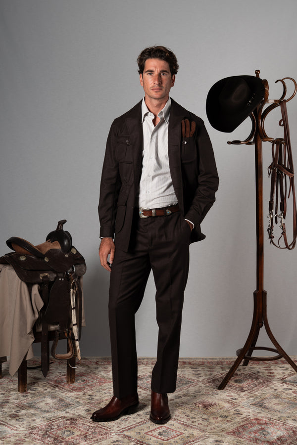 Plain Chocolate Brown Sahariana