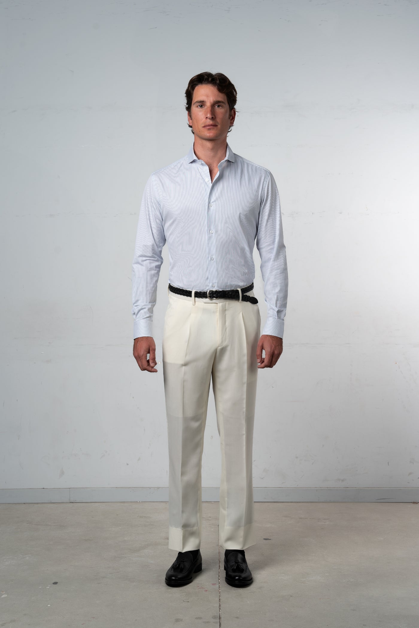 Stripes White+Light Blue Business Shirt - Camisa BUND