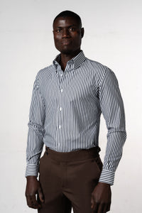 Stripes White+Navy Business Shirt - Camisa BUND