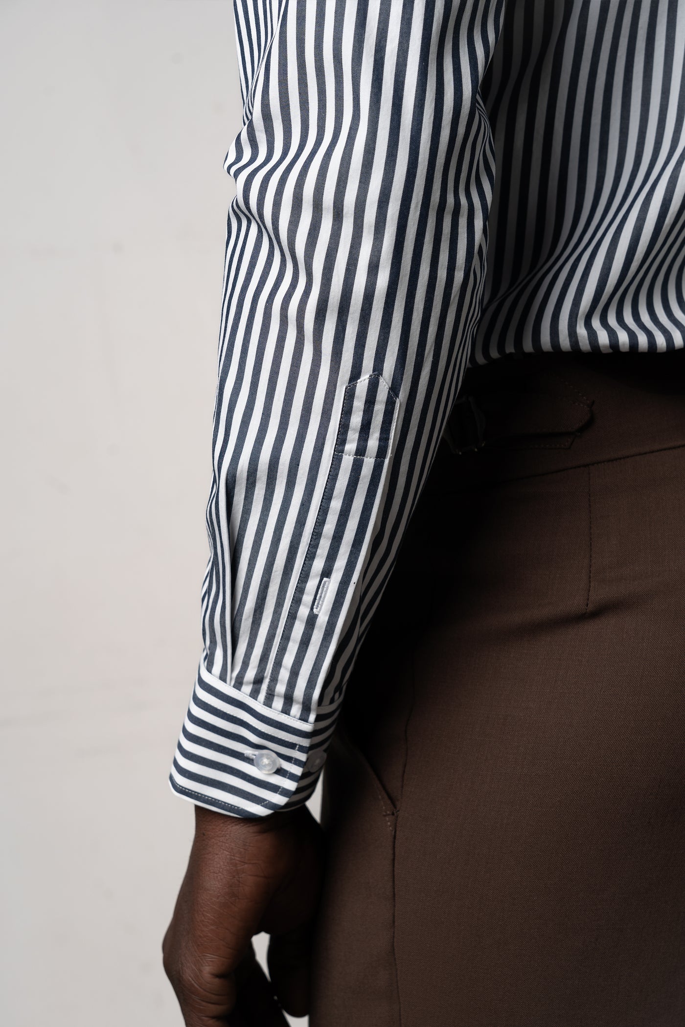 Stripes White+Navy Business Shirt - Camisa BUND
