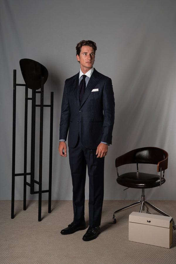 Stripes Dark Navy Wool Suit