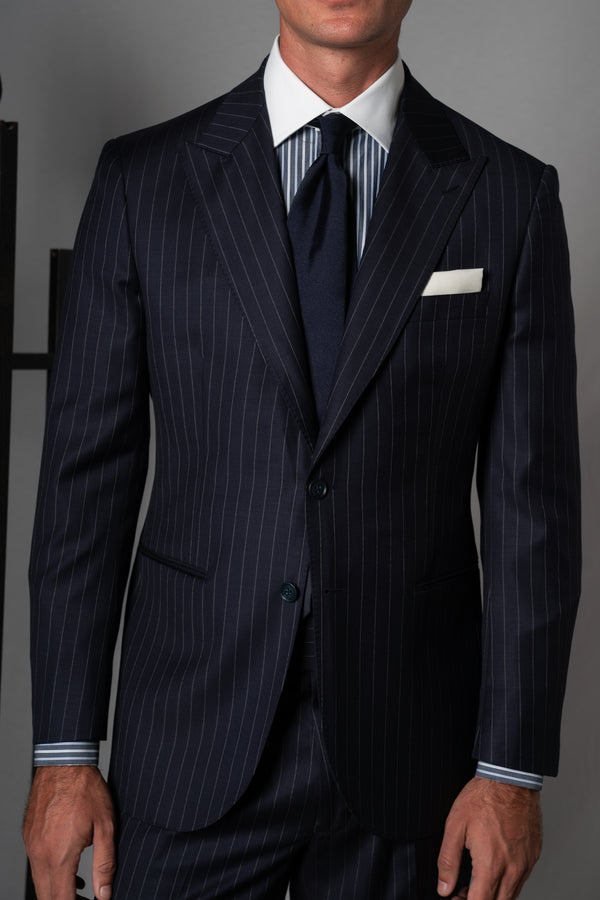 Stripes Dark Navy Wool Suit
