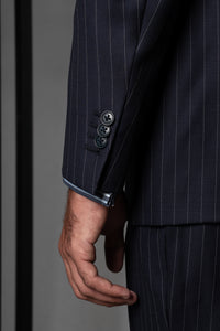 Stripes Dark Navy Wool Suit - Traje a medida BUND