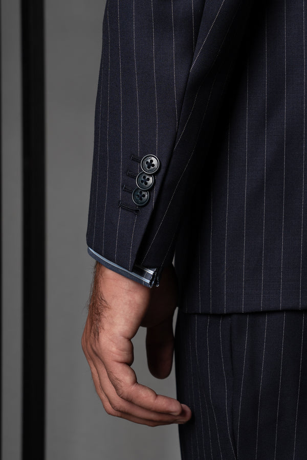 Stripes Dark Navy Wool Suit