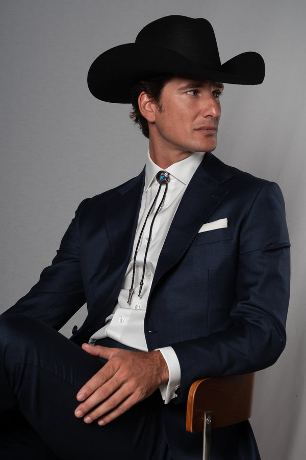 Fil a fil Navy Wool Suit