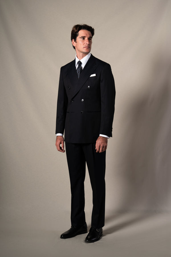 Dark Blue Pinstripe Double Breasted Suit