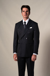 Dark Blue Pinstripe Double Breasted Suit - Traje a medida BUND