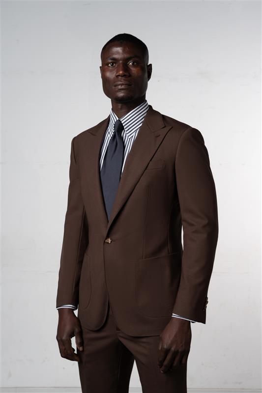 Plain Brown Chocolate Basket Suit - Traje a medida BUND