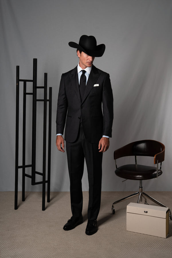 Stripes Stone Grey Wool Suit