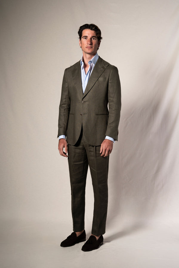 Dark Green Linen Suit
