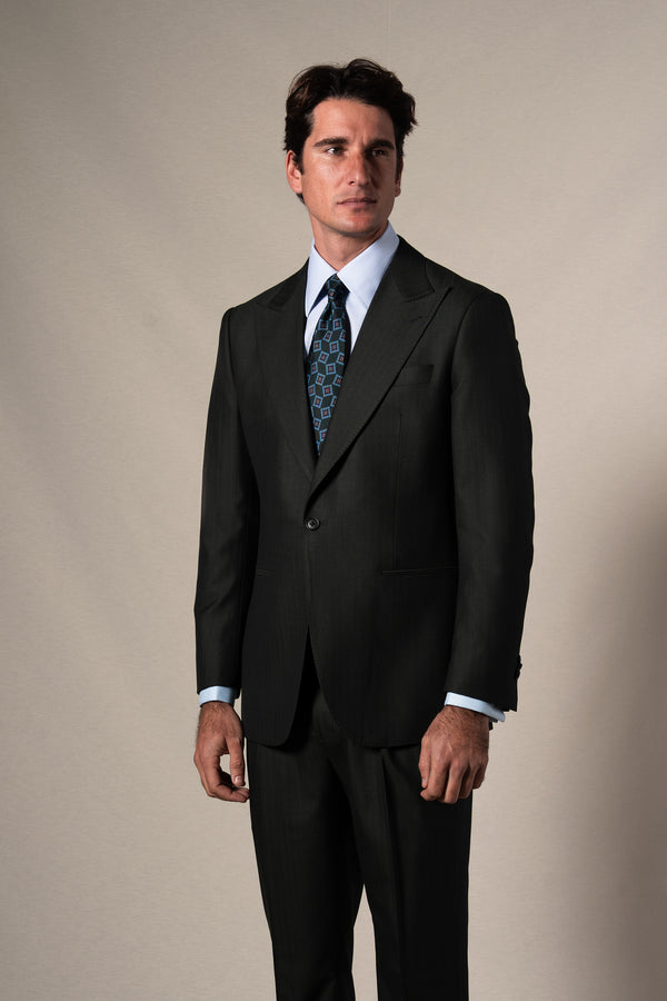 Dark Green Herringbone Suit