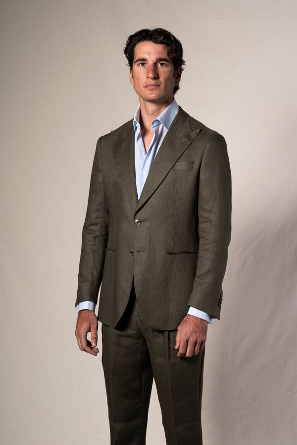 Dark Green Linen Suit