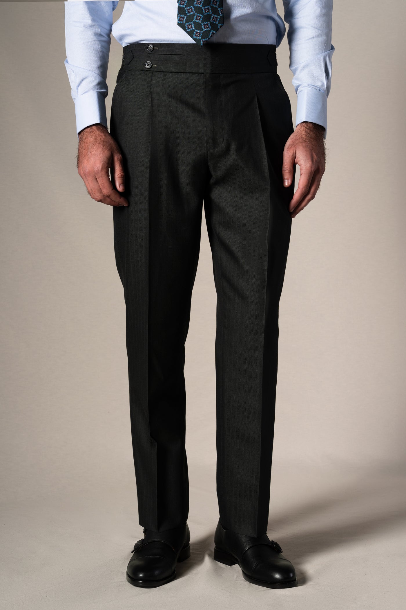 Dark Green Herringbone Suit - Traje a medida BUND