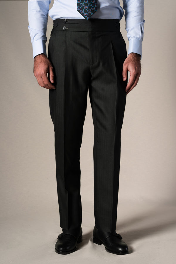 Dark Green Herringbone Suit