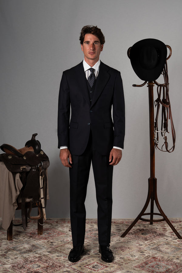 Twill Dark Navy 3 Pieces Suit