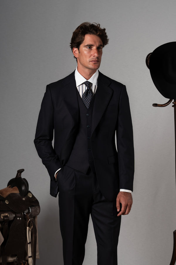 Twill Dark Navy 3 Pieces Suit