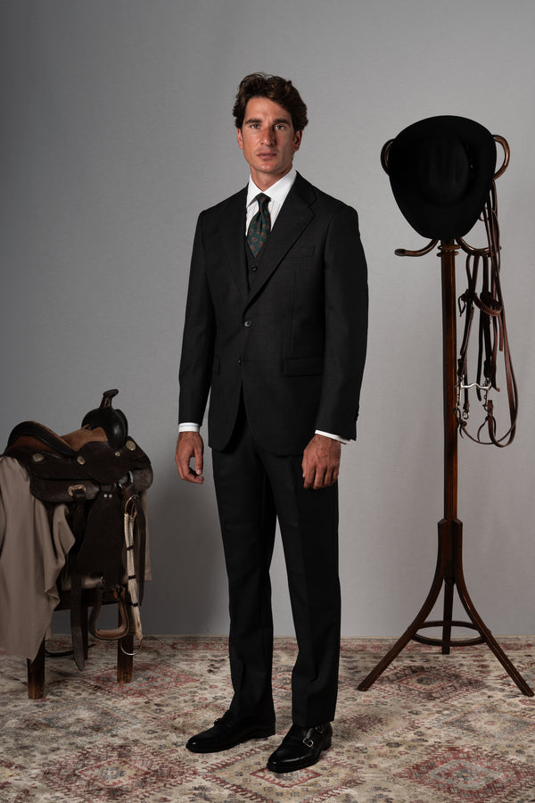 Twill Dark Grey 3 Pieces Suit