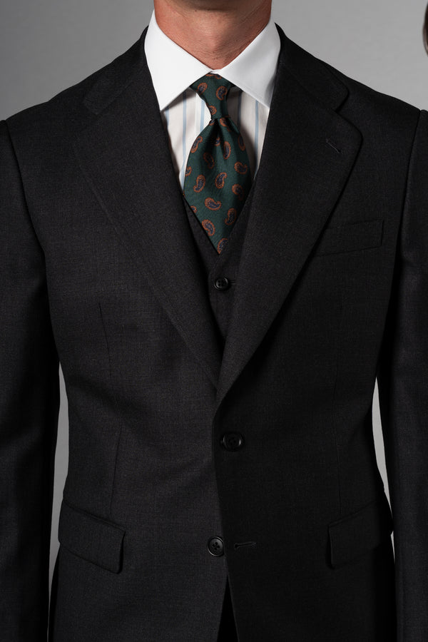 Twill Dark Grey 3 Pieces Suit