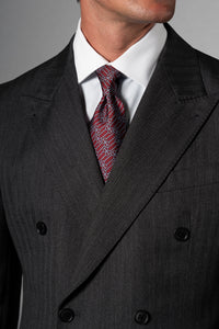 Herringbone Dark Grey Wool Double Breasted Suit - Traje a medida BUND