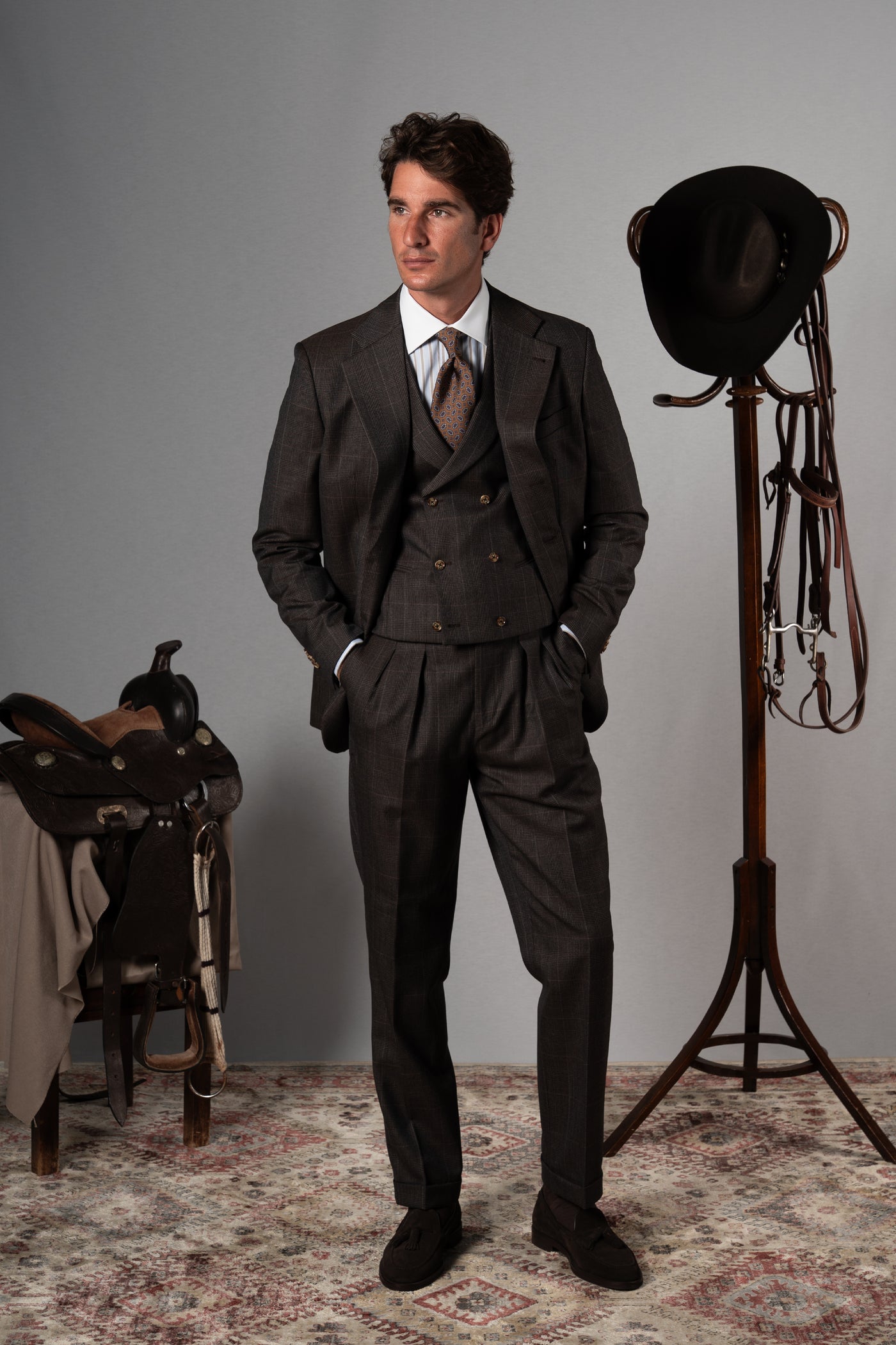 Wales Chocolate Brown Wool 3 Pieces Suit - Traje a medida BUND