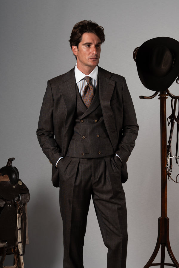 Wales Chocolate Brown Wool 3 Pieces Suit