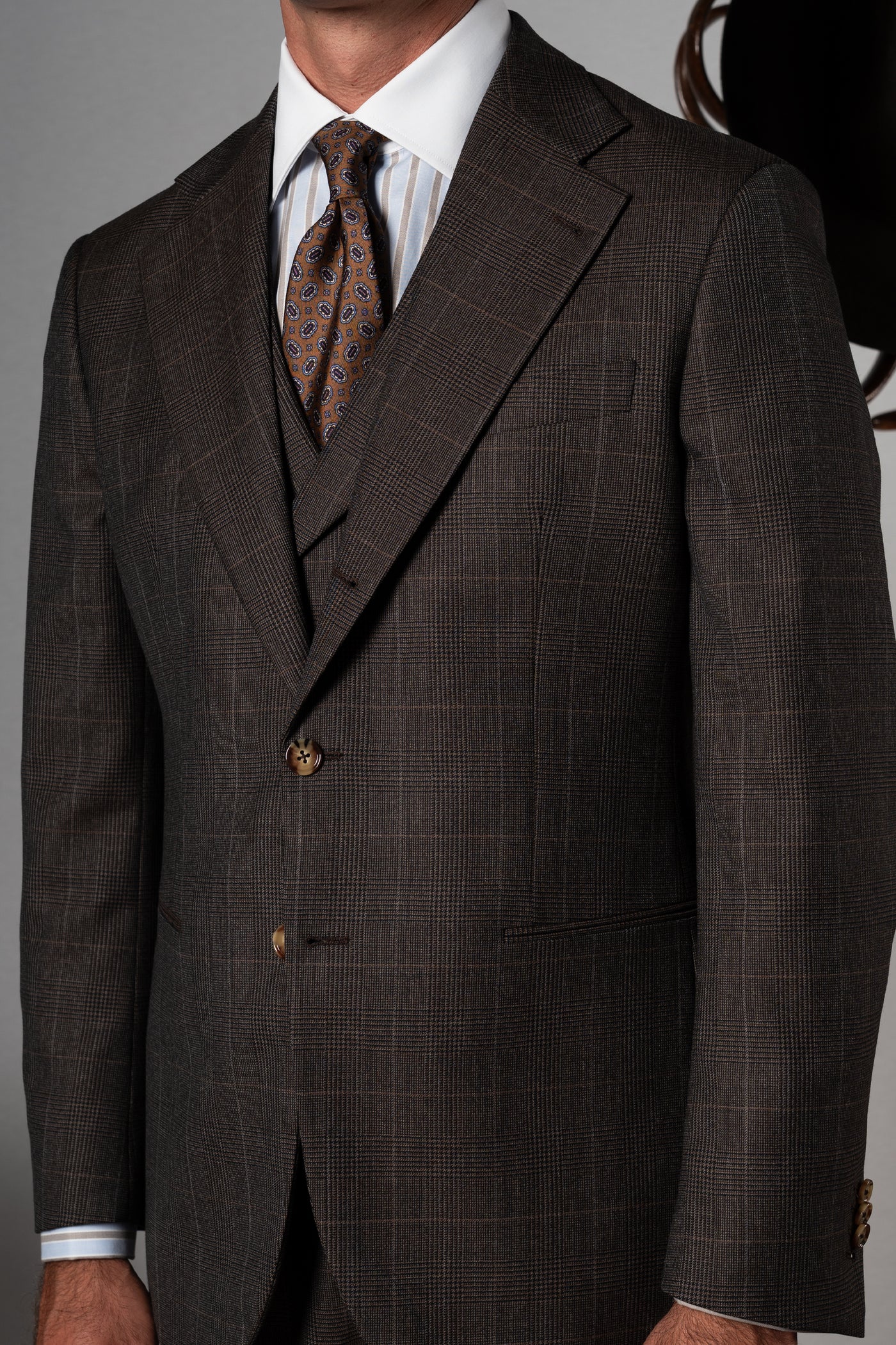Wales Chocolate Brown Wool 3 Pieces Suit - Traje a medida BUND