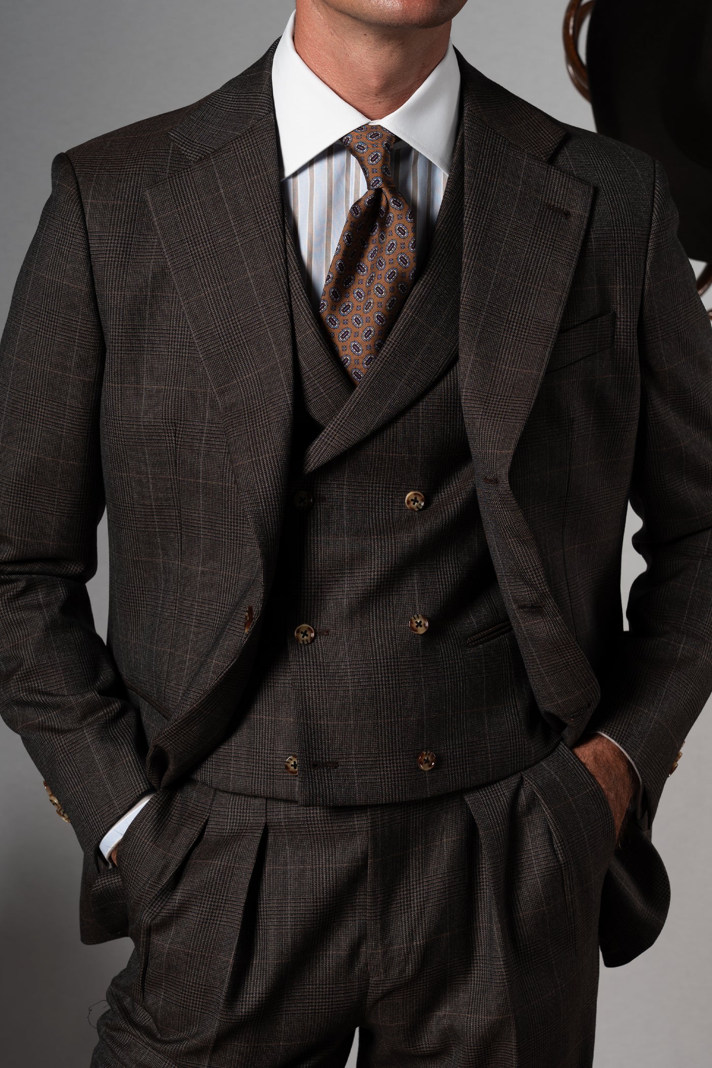 Wales Chocolate Brown Wool 3 Pieces Suit - Traje a medida BUND