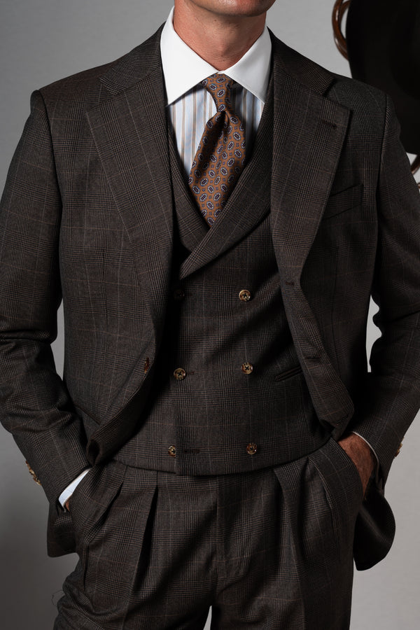 Wales Chocolate Brown Wool 3 Pieces Suit