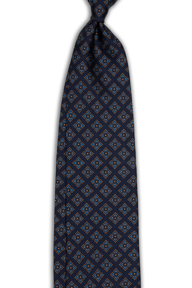 Trellis 3 fold-tie - Dark Navy