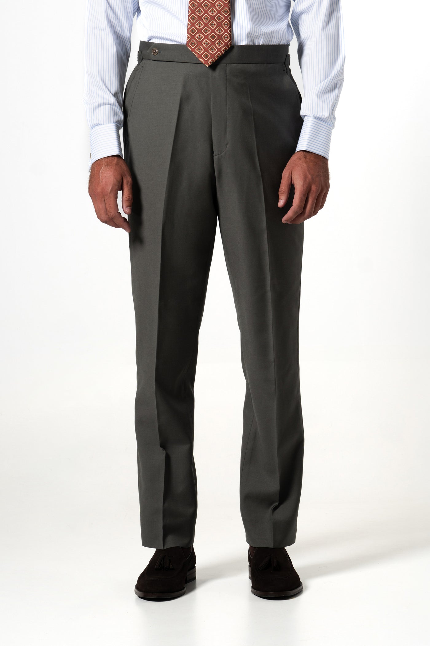 Plain Wool Olive Green Tailoring Pants