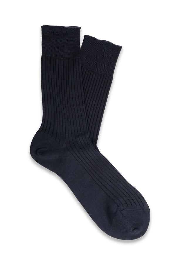 Blue Short Ribbed Socks