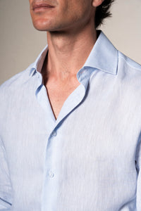 Light Blue Ceremony Linen Shirt - Camisa BUND