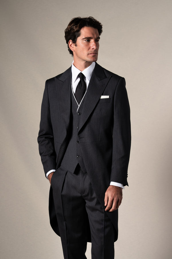 Classic Herringbone Grey Morning Suit