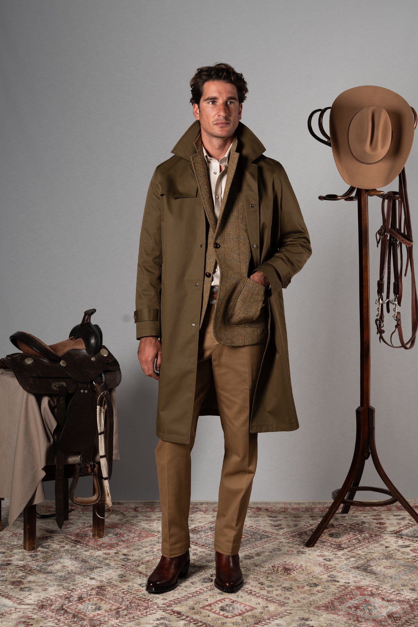 Brown Western Rain Coat - Abrigo a medida BUND