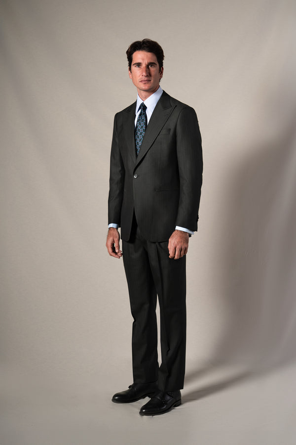 Dark Green Herringbone Suit